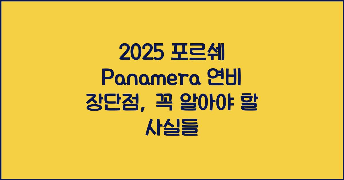 2025 포르쉐 Panamera 연비 장단점