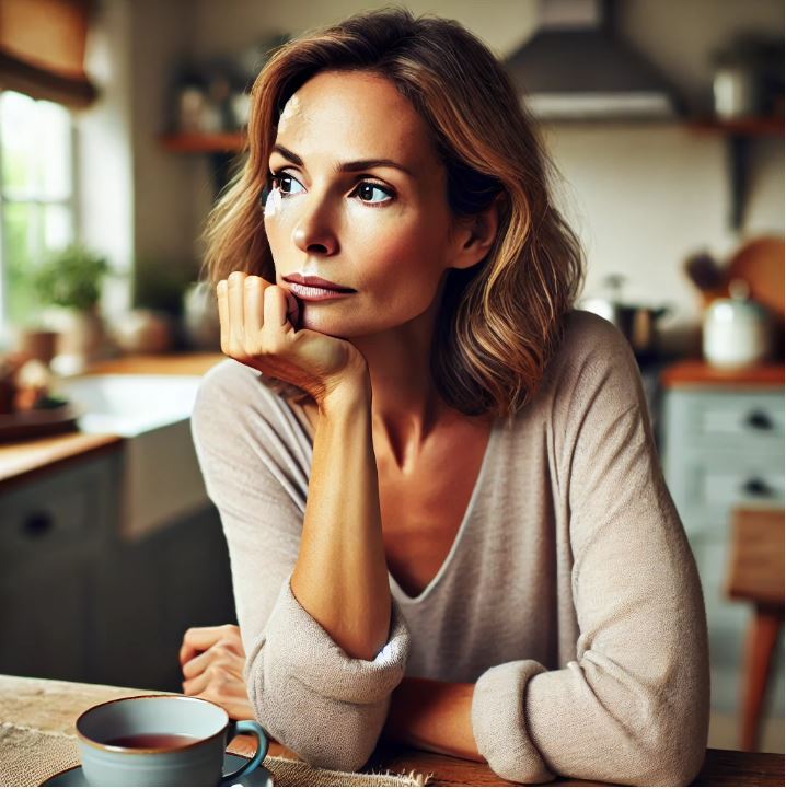 고민하는 주부의 모습