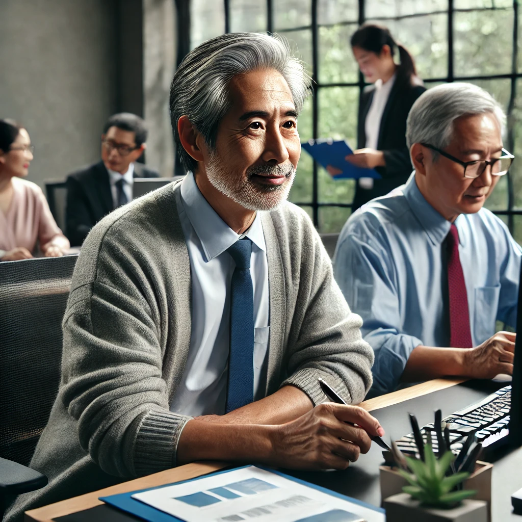신중년 적합직무 고용지원을 통해 직장에서 업무를 수행하는 50대 이상의 신중년 근로자