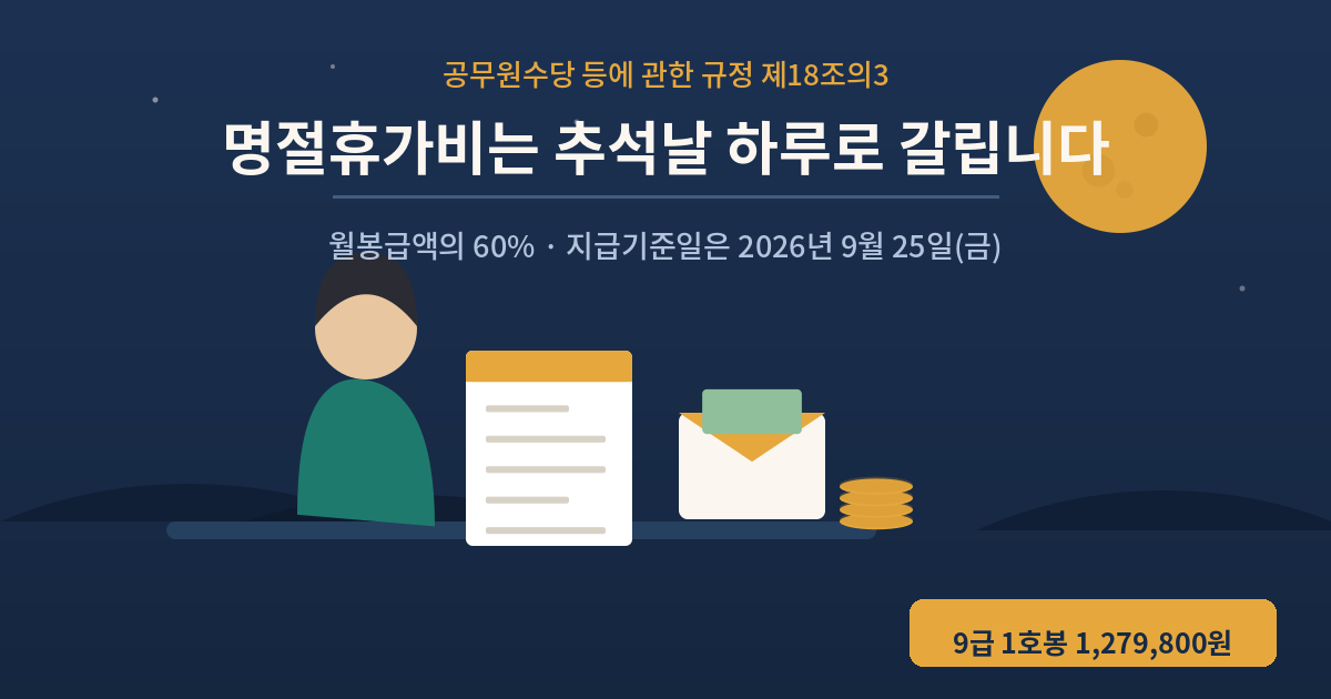 공무원 명절휴가비 기준일 2026년 9월 25일 추석날 안내 표지