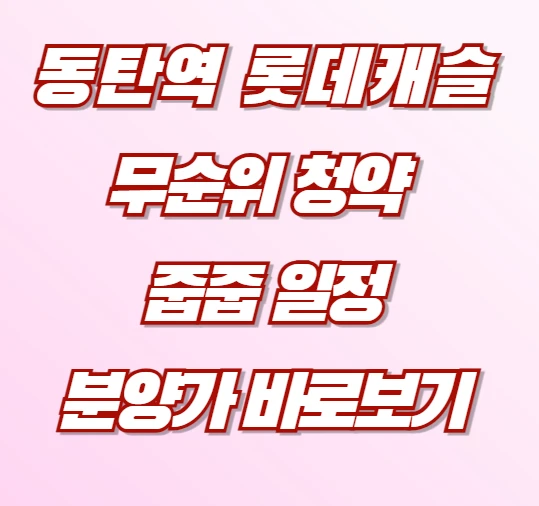 동탄역 무순위청약 줍줍 총정리