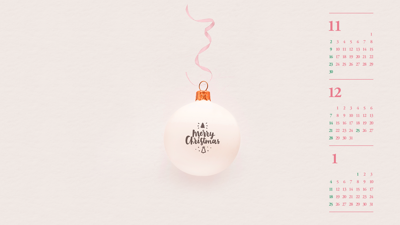 01 크리스마스 장식볼 B - 2025년12월 노트북배경화면