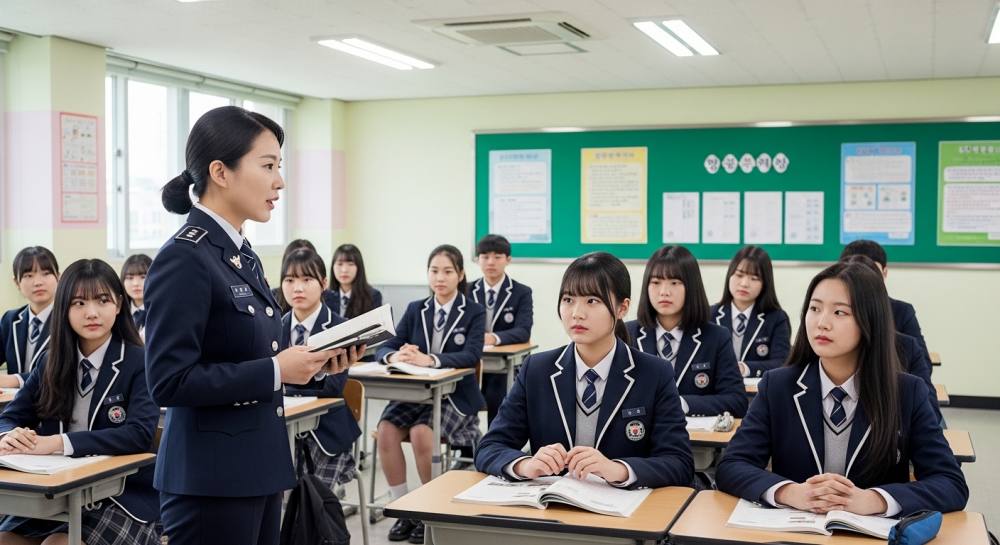 고등학교에 경찰 출동한 사진