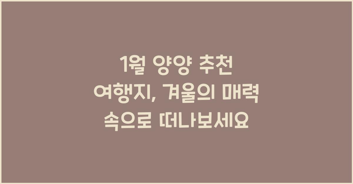 1월 양양 추천 여행지