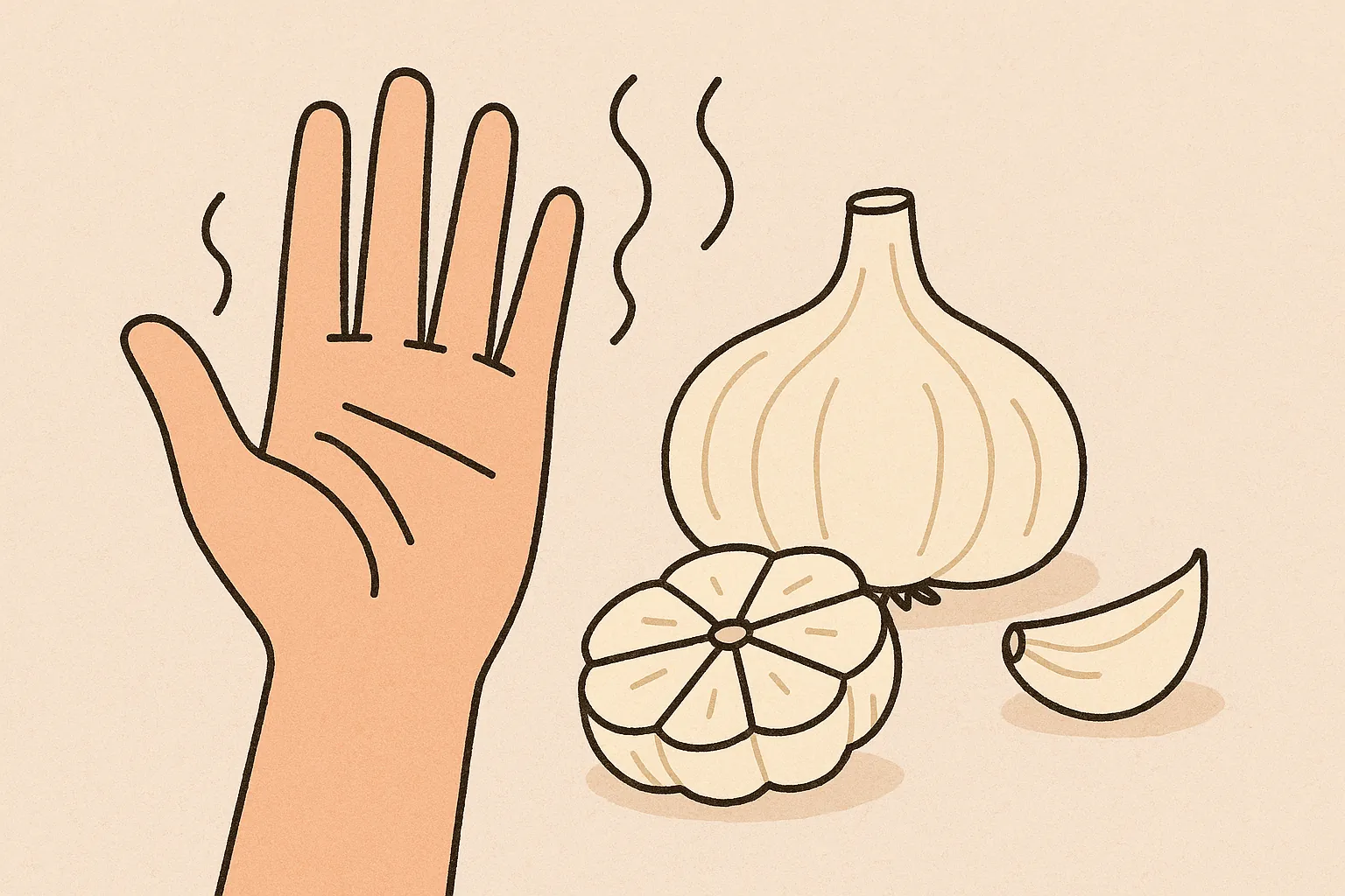 마늘을-다듬은-뒤-손에-남은-냄새를-표현한-일러스트