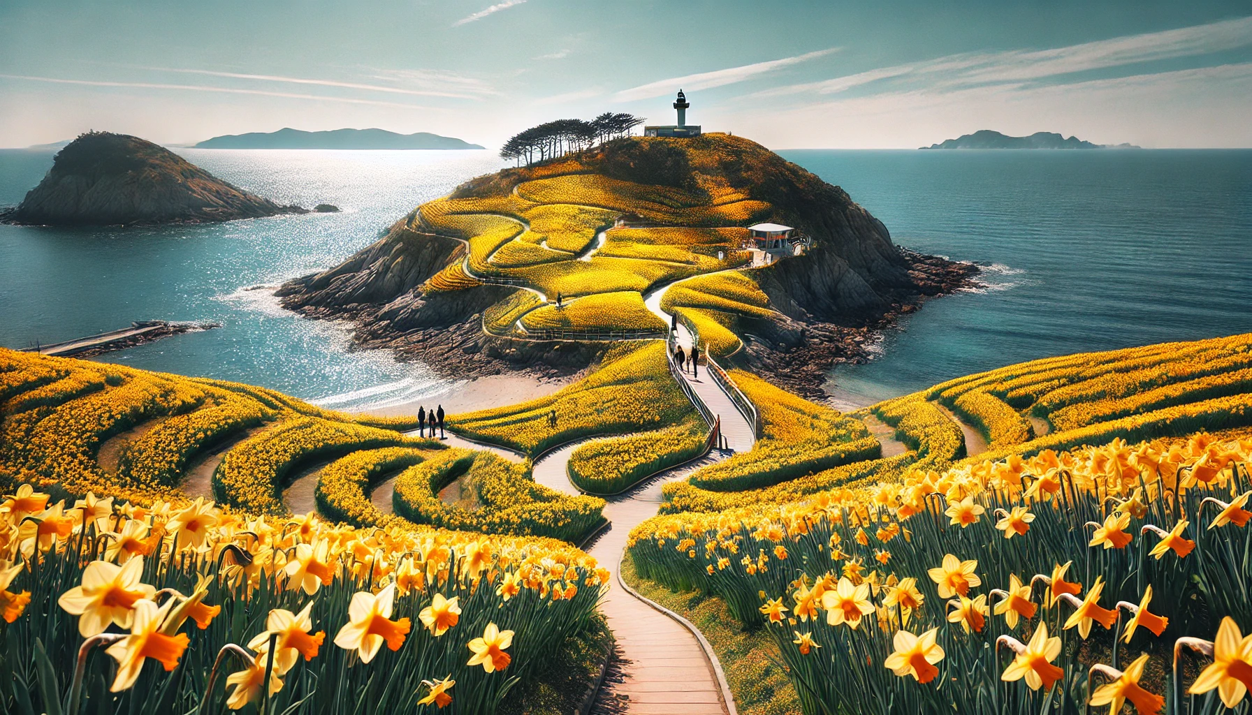 신안 선도 수선화섬 배경 사진