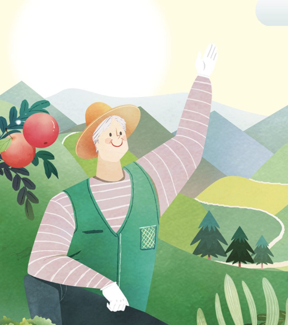 손을 흔드는 농민