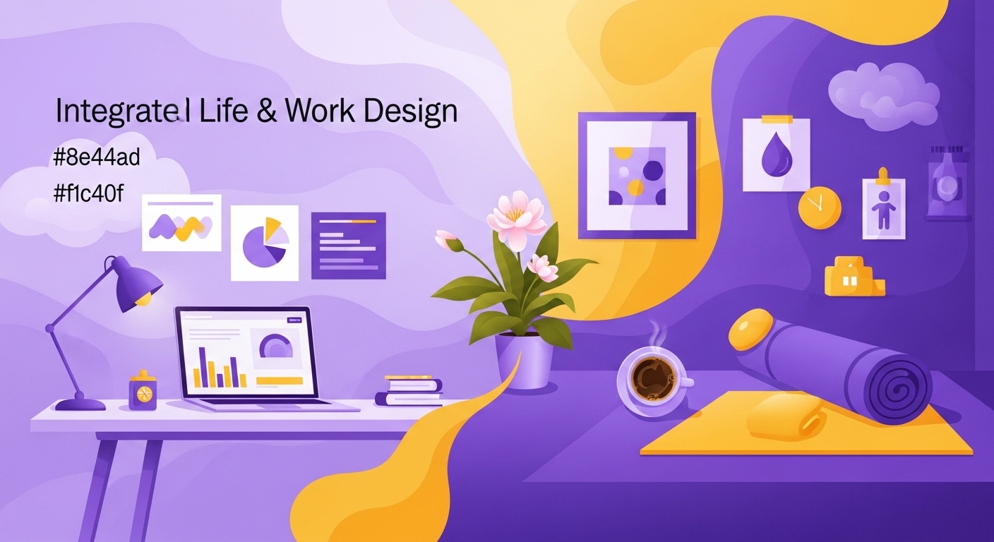 삶과 일 통합 디자인, 워라밸 재정의, 유연근무 시대, 자기주도적 삶, 번아웃 극복, 지속가능한 삶, 개인화된 삶, 업무 효율성 증대, 삶의 질 향상, 스마트 워크