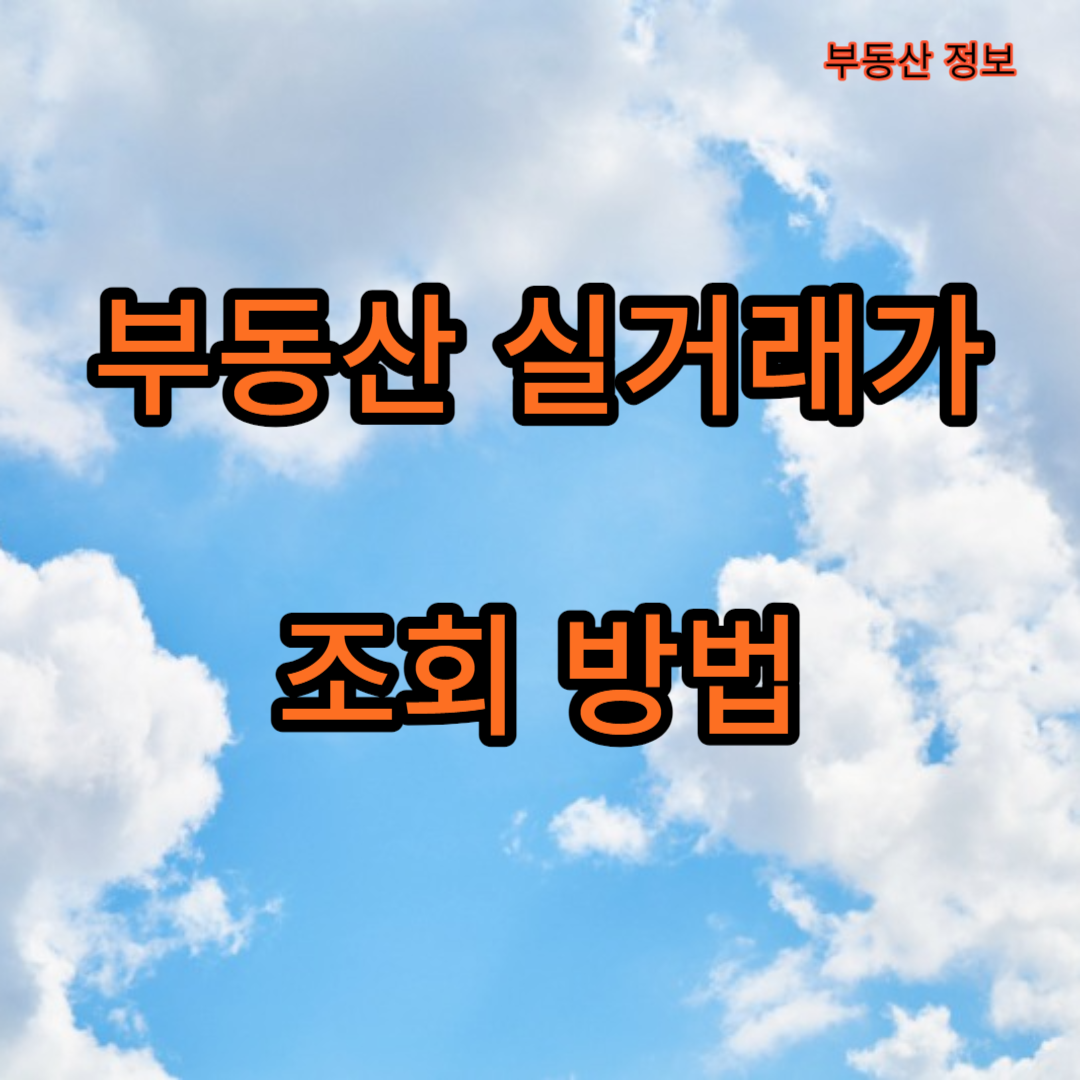 부동산 실거래가 조회 방법