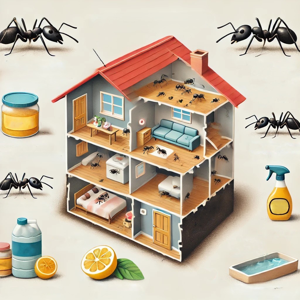 집에 들어온 개미와 개미를 없애기 위한 천연 재료 사진