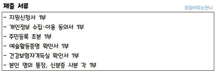용인 예술인 재난지원금 신청 제출서류