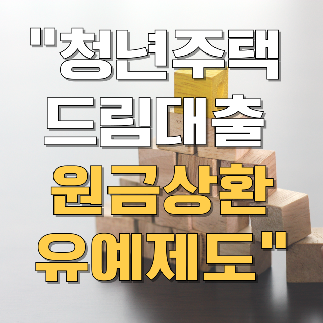 청년 주택드림 디딤돌 대출 원금상환유예제도 총정리 블로그 글 대표 이미지