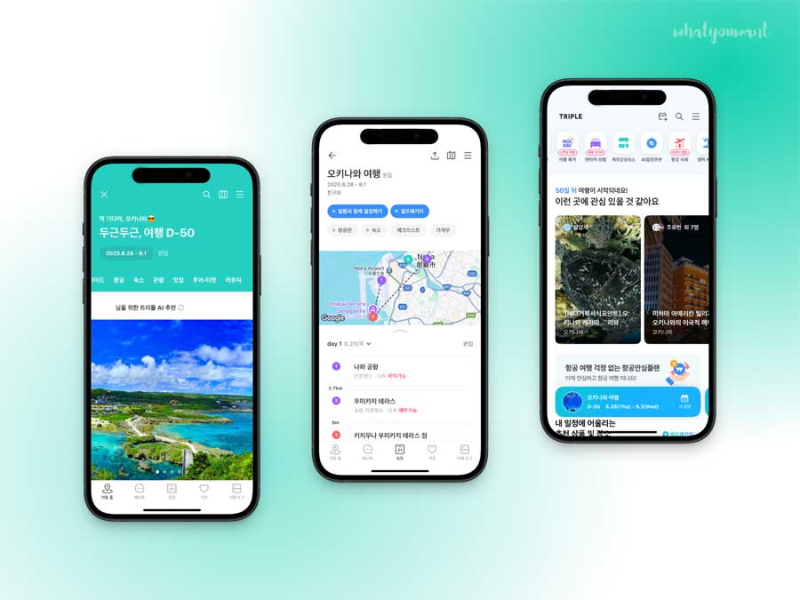 트리플 앱, 일정 및 숙소&middot;항공 가격 비교