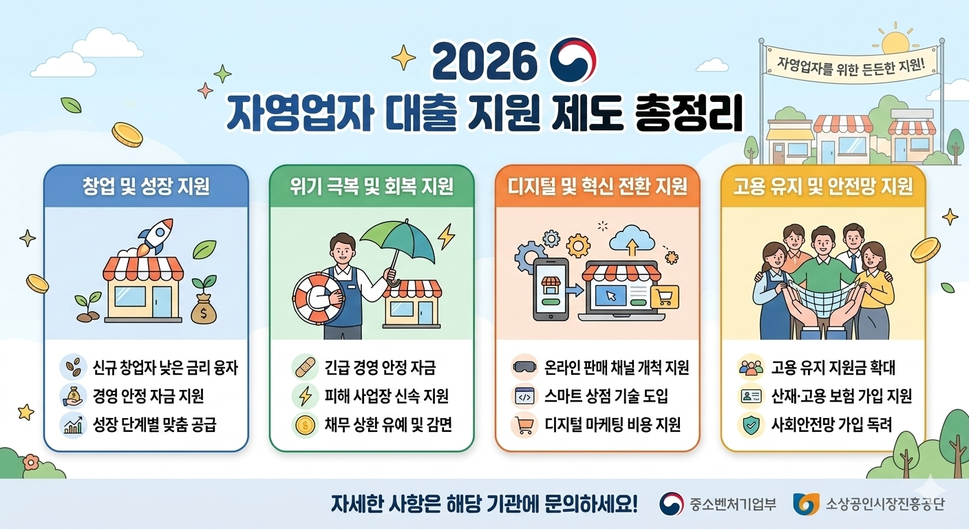 2026 자영업자 대출 지원 제도 완전 정리 인포그래픽