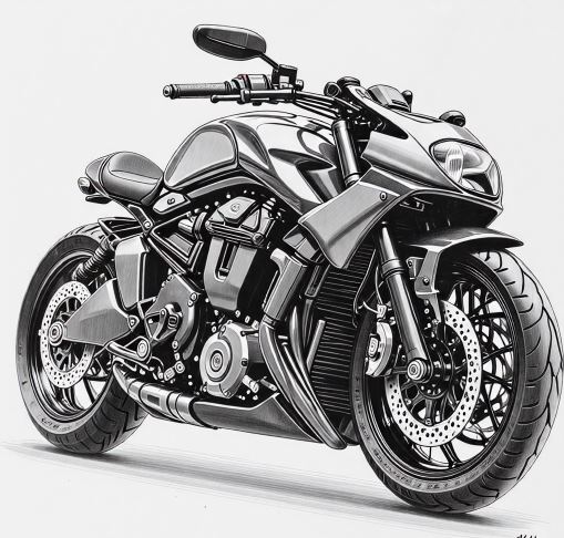 연필 드로잉 바이크 완성 작품