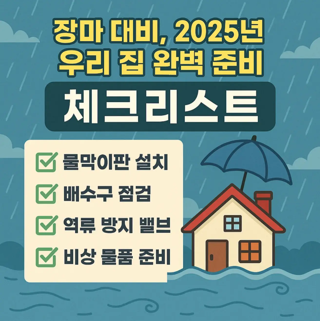 장마 대비, 2025년 우리 집 완벽 준비 체크리스트