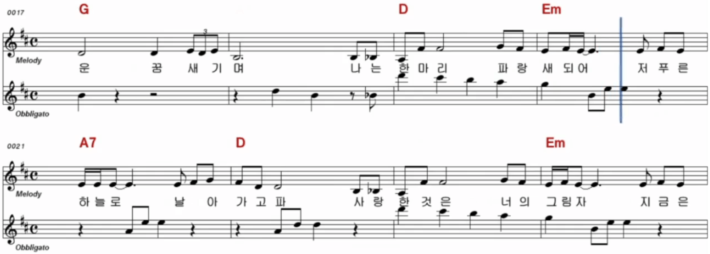 양희은 들길 따라서 악보 노래방