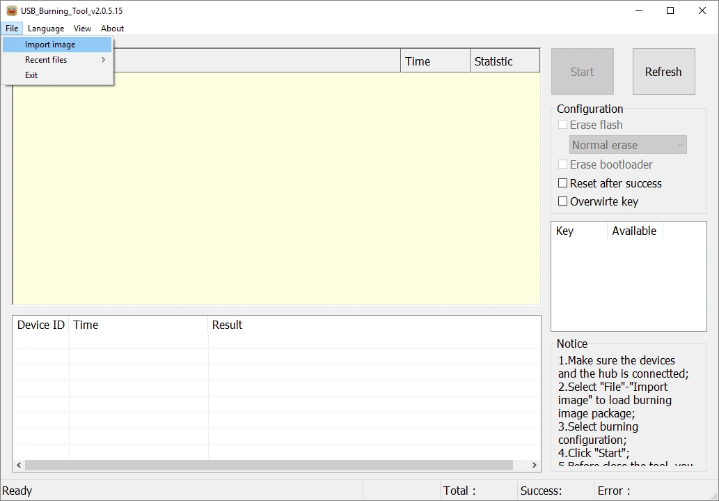 TV 펌웨어 설치 Amlogic USB Burning Tool 이미지 로딩