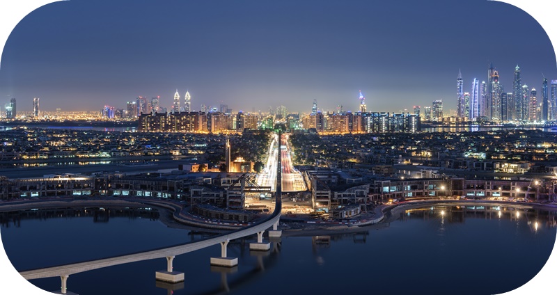 아랍에미리트-두바이-도심-야경-항공뷰