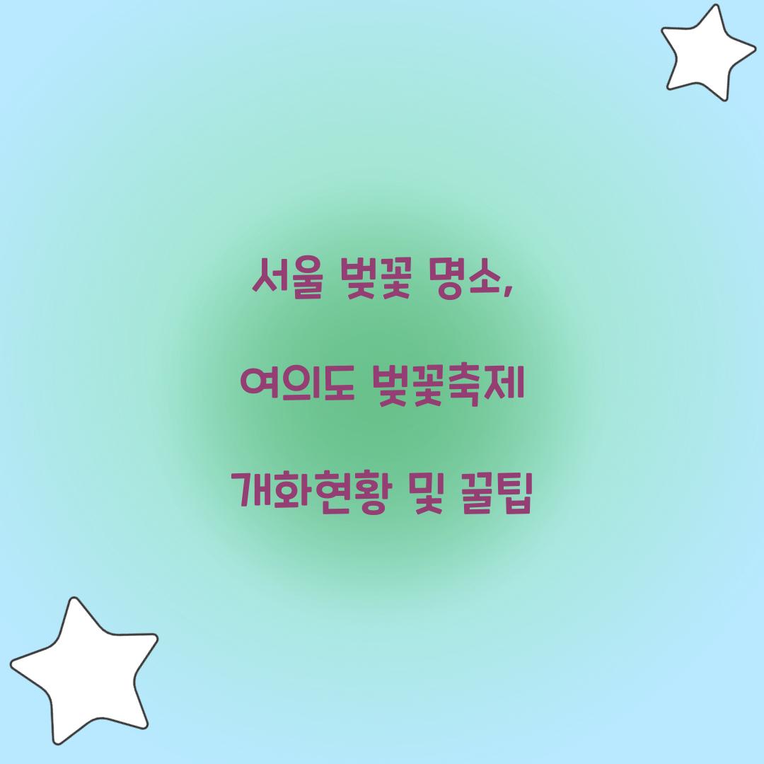 서울 벚꽃 명소