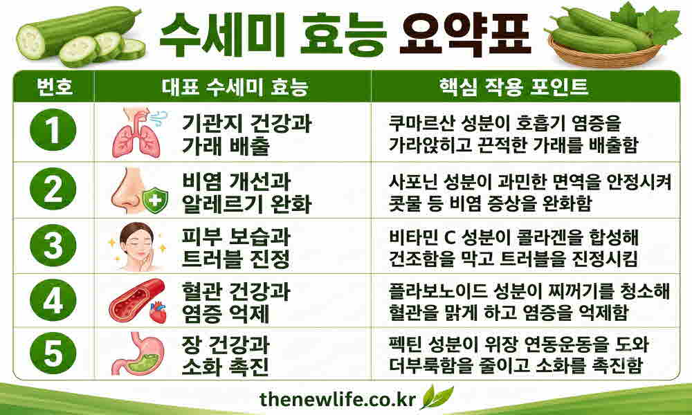 수세미 효능 요약표