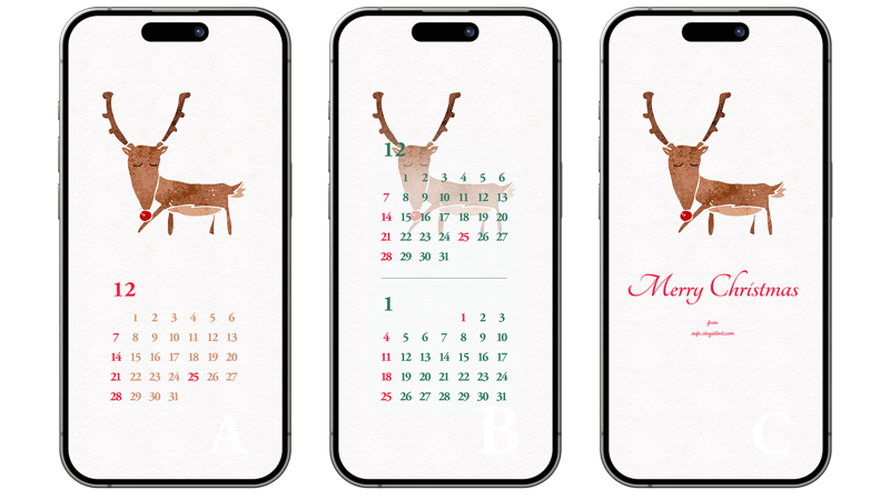 05 루돌프 일러스트 ABC - 2025년12월 아이폰배경화면