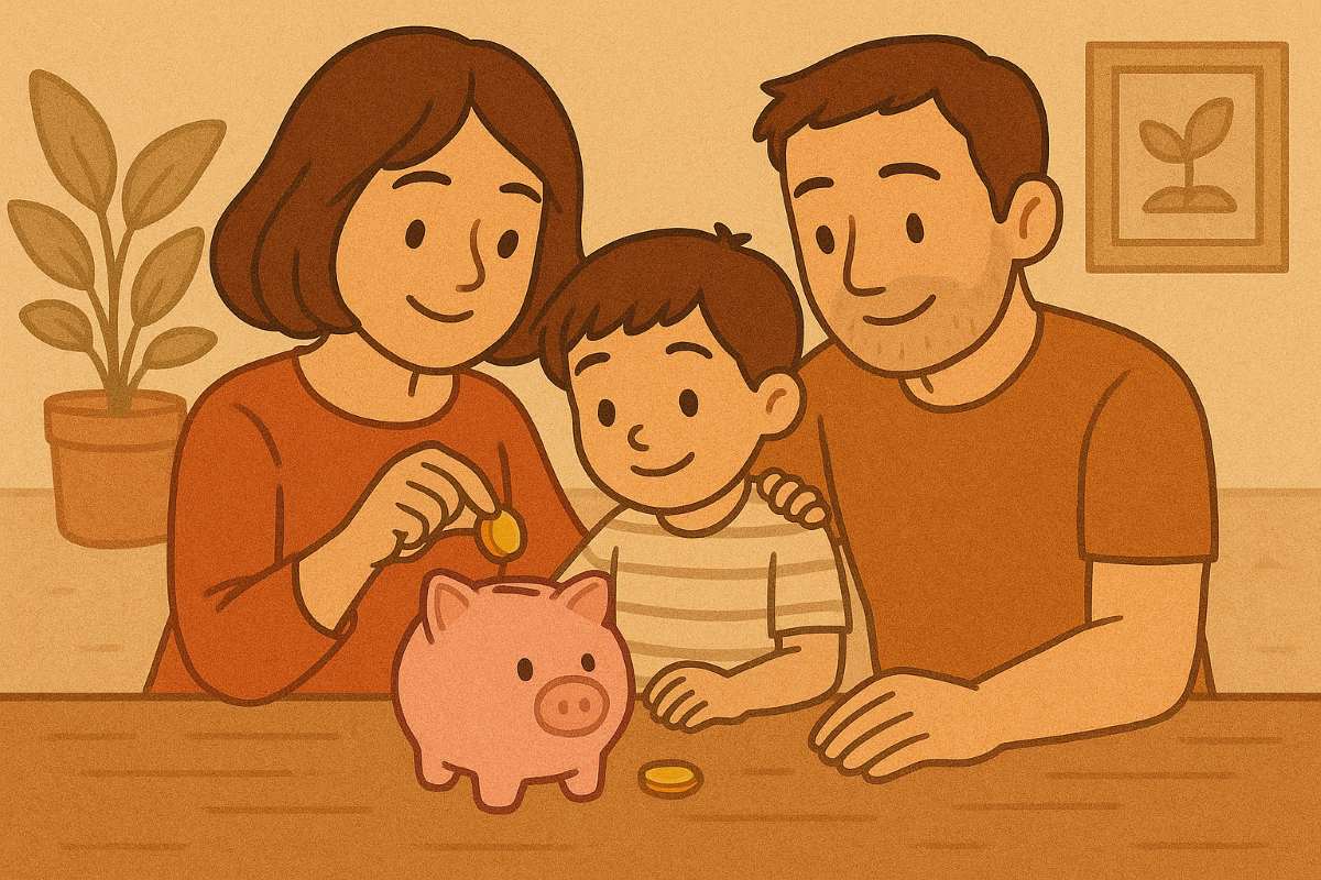 저금하는 부모
