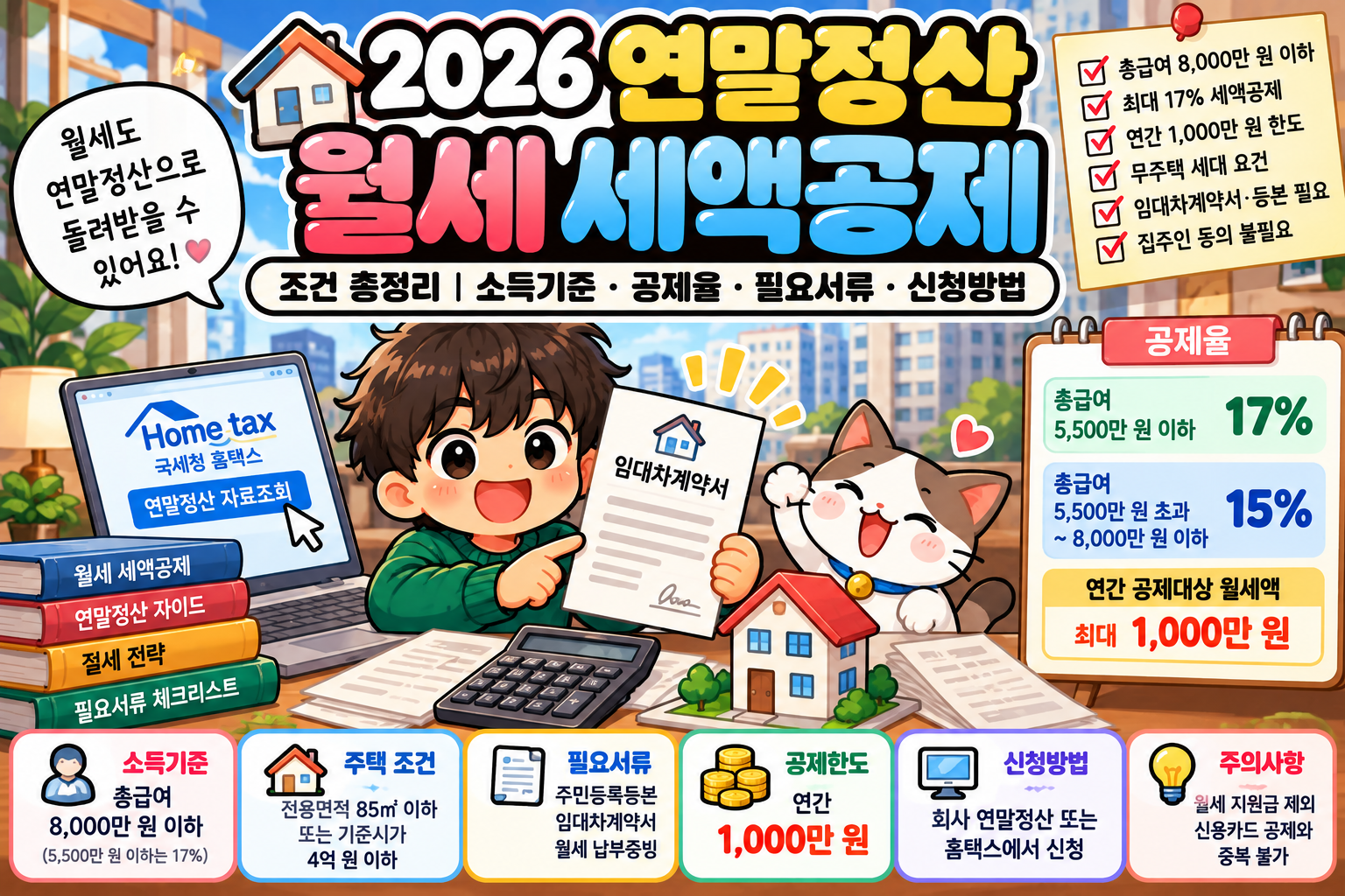2026 연말정산 월세 세액공제 조건 총정리