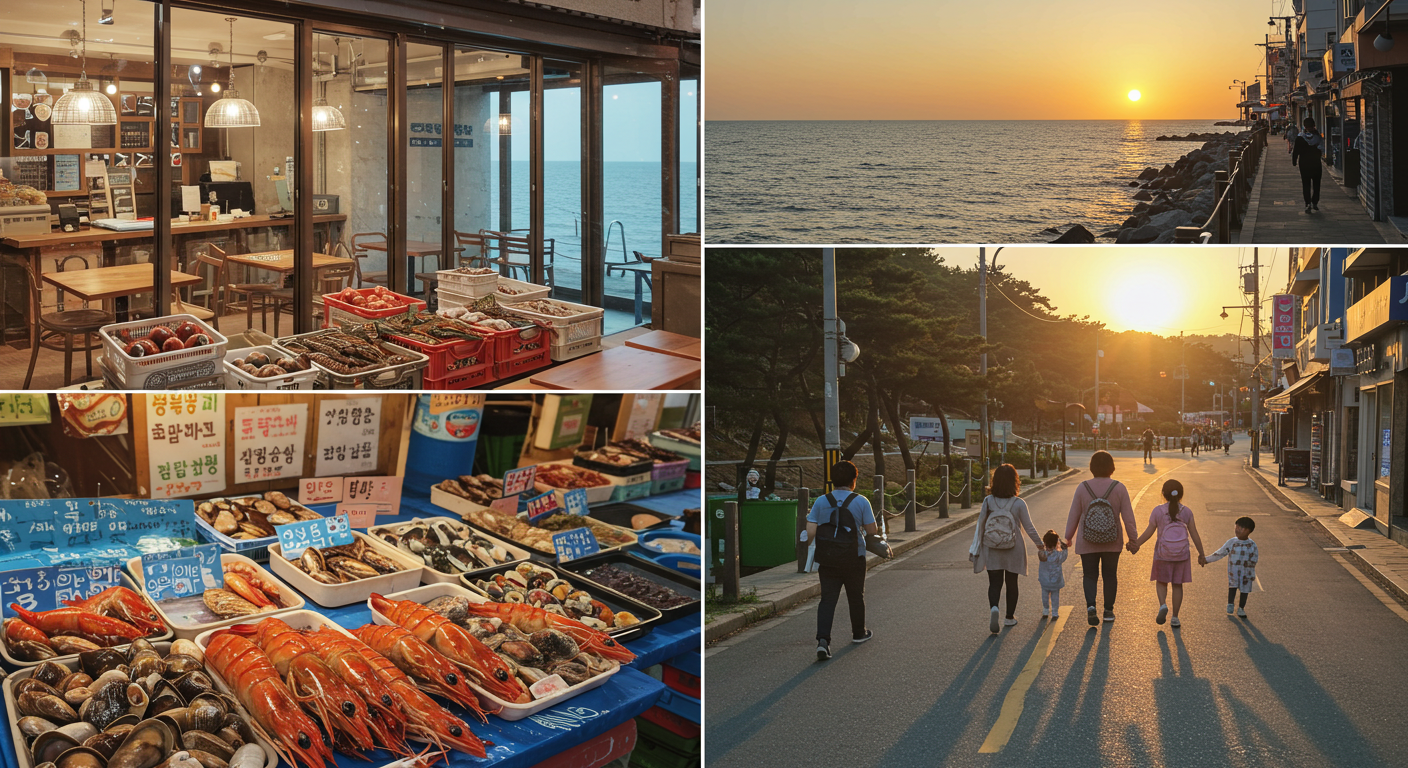 송정해변 주변 맛집과 카페거리 풍경