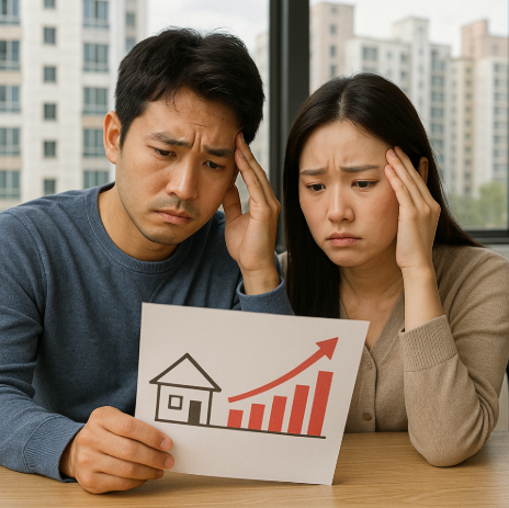 집값 때문에 고민하는 동양인 부부