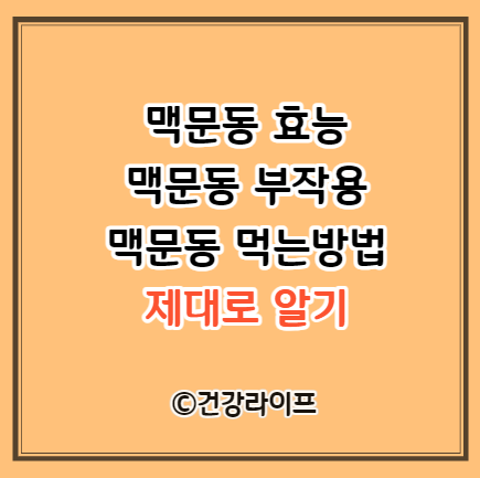 맥문동 효능, 맥문동 부작용, 맥문동 먹는방법