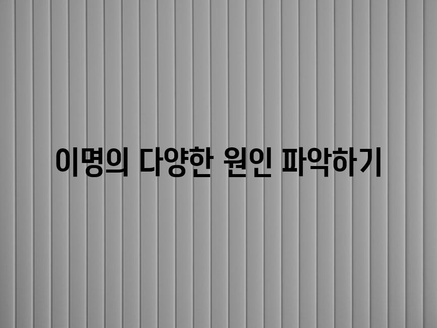 이명의 다양한 원인 파악하기