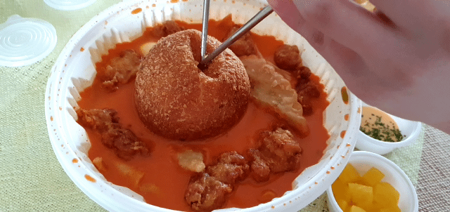청년다방 핫크림치즈볼 떡볶이 대왕치즈볼 속 찢어보기