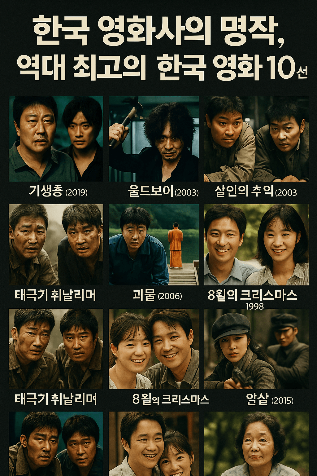 한국 영화사의 명작, 역대 최고의 한국 영화 10선