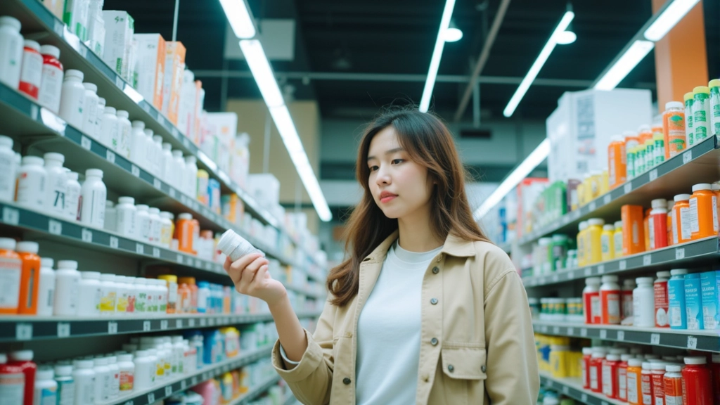 다이어트 약을 들고있는 여성