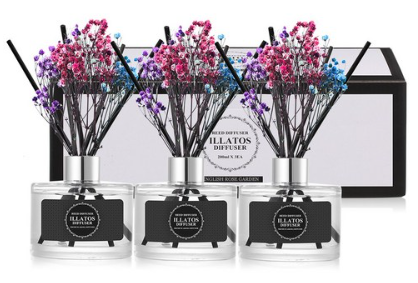 일라토스 플라워 디퓨저 200ml 3P + 섬유스틱 15P + 생화 3P 세트, 프로방스 라벤더 향