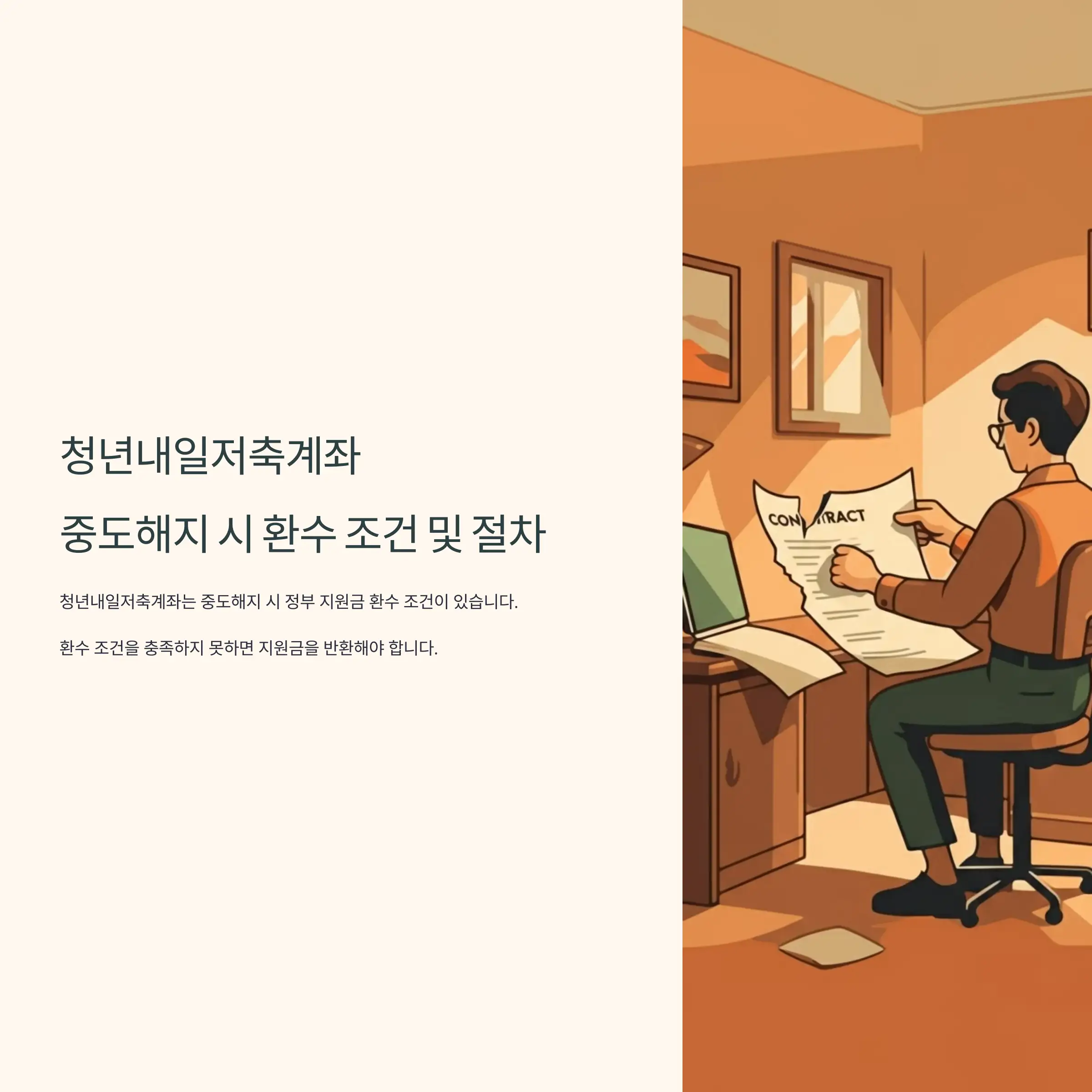 청년내일저축계좌 중도해지 시 환수 조건 및 절차