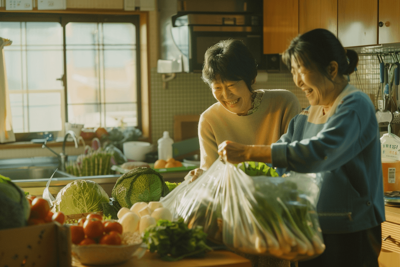 농식품을-정리중인-가족들