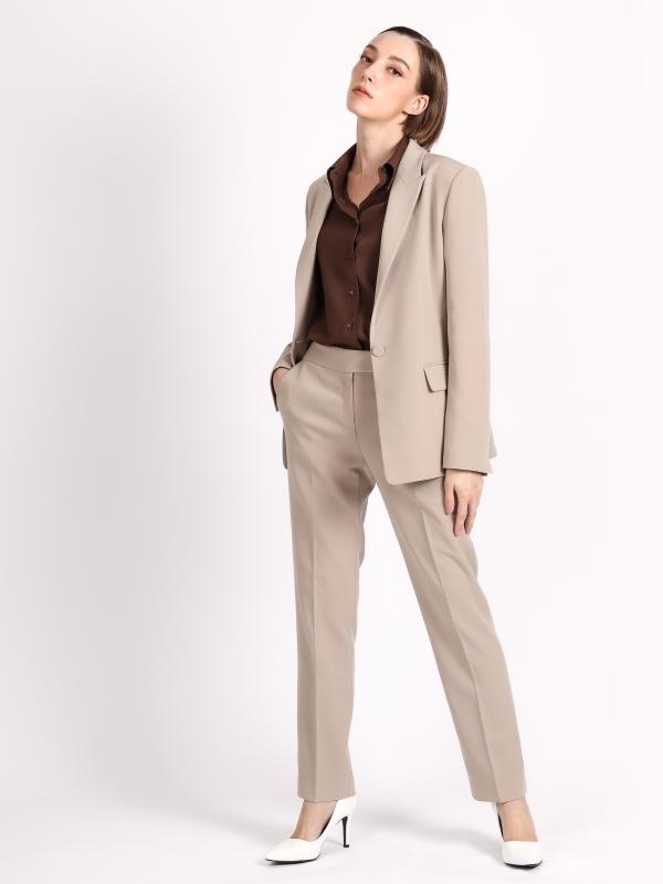 수트힐 여성 원버튼 싱글수트 - 아몬드