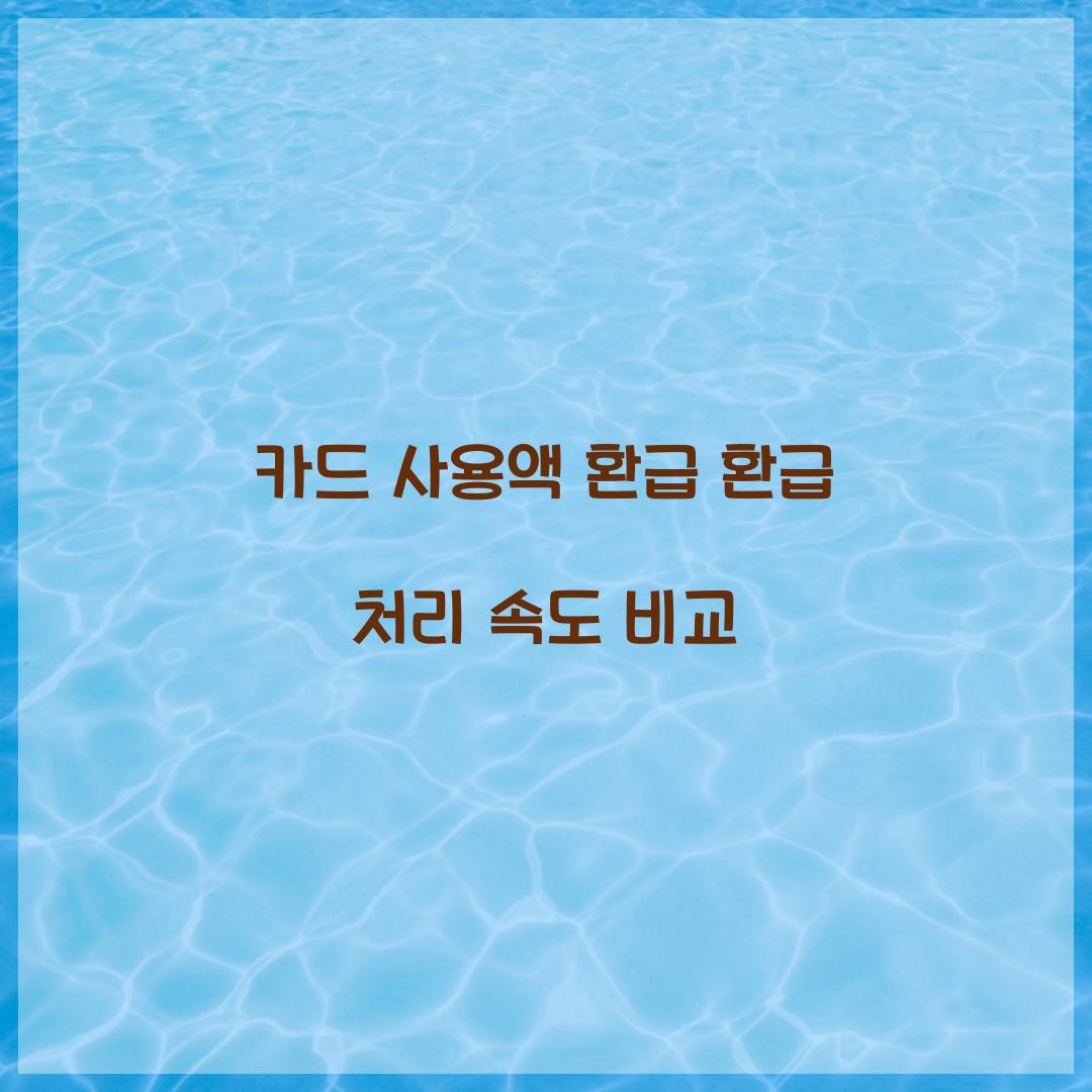 카드 사용액 환급 환급 처리 속도 비교