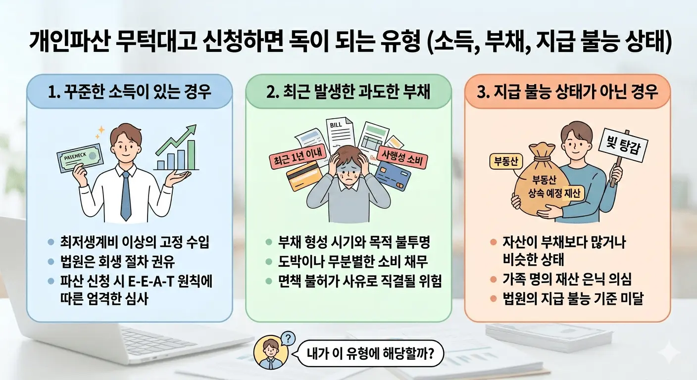 개인파산 무턱대고 신청하면 독이되는 유형 이미지