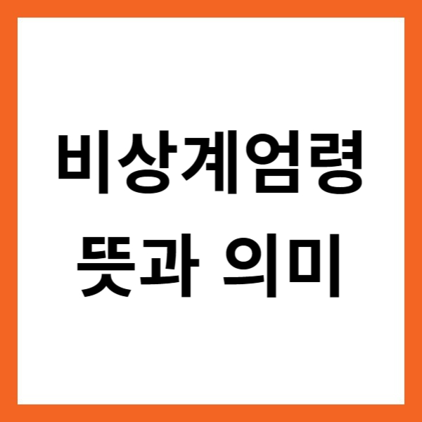 비상계엄령 뜻과 의미