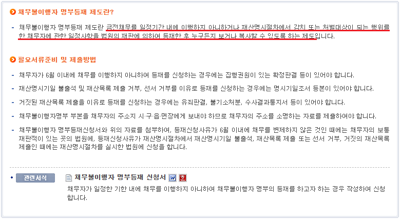 채무불이행자 명부등재 제도