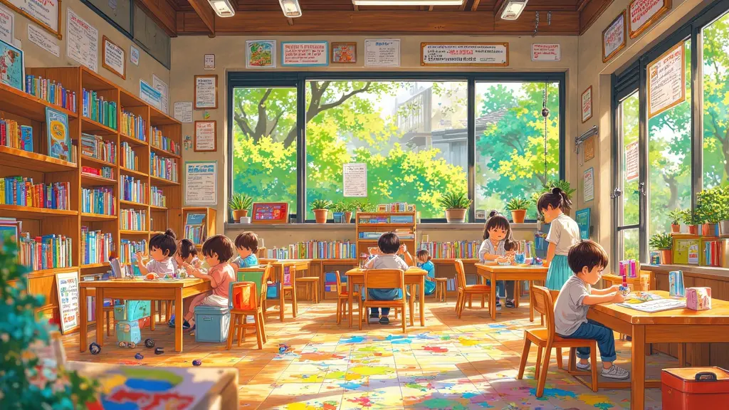 교실에서 공부하는 아이들