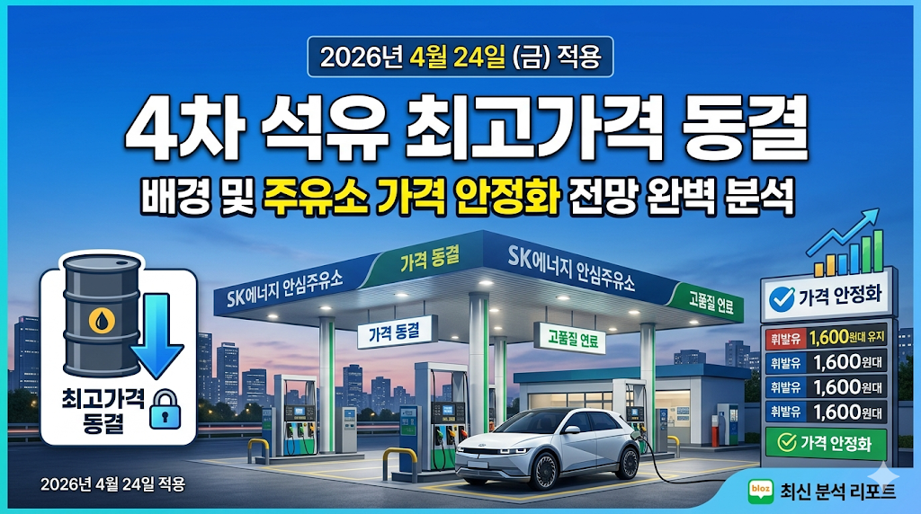 4차 석유 최고가격 동결 배경 및 주유소 가격 안정화 전망 완벽 분석 (2026년 4월 24일 적용)