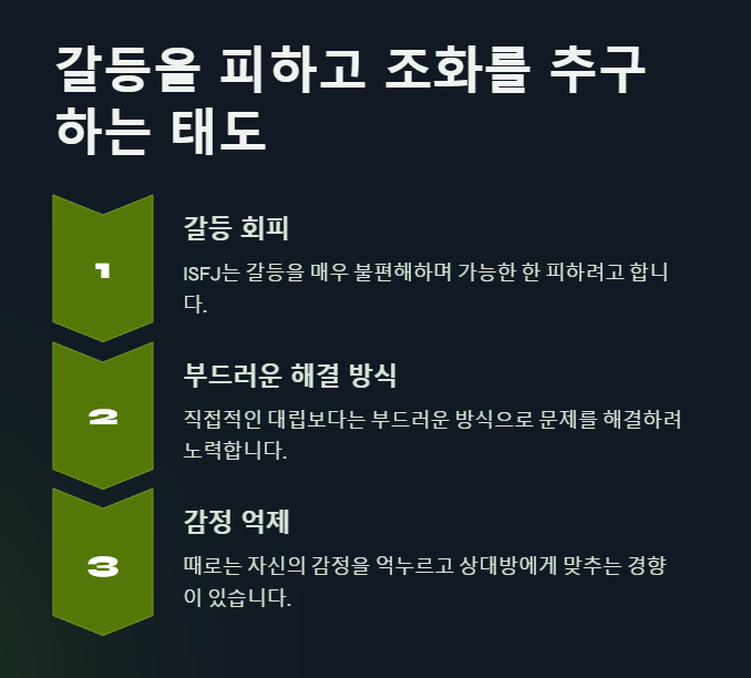 ISFJ 연애스타일, 갈등을 피하고 조화를 추구