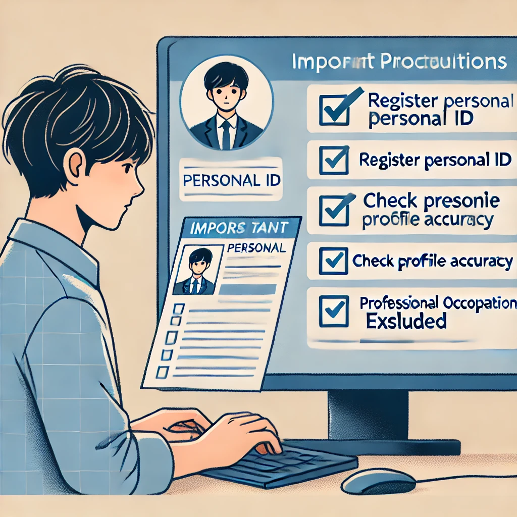 잡케어 서비스 이용 시 주의사항 - 개인식별번호 등록, 정확한 프로필 입력 중요