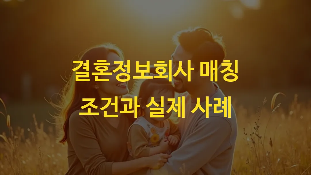 결혼정보회사 매칭 조건과 실제 사례