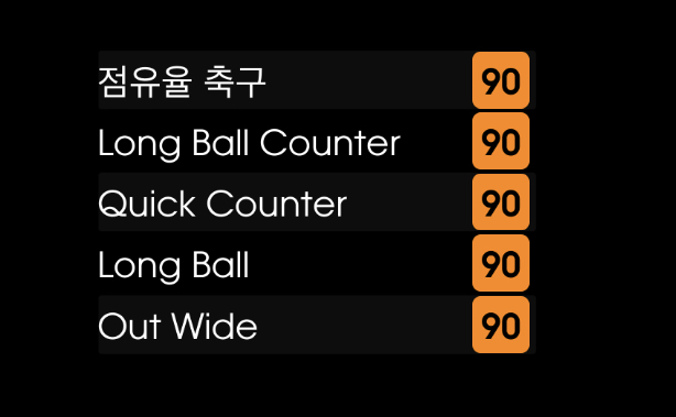 전술 스타일 올 90