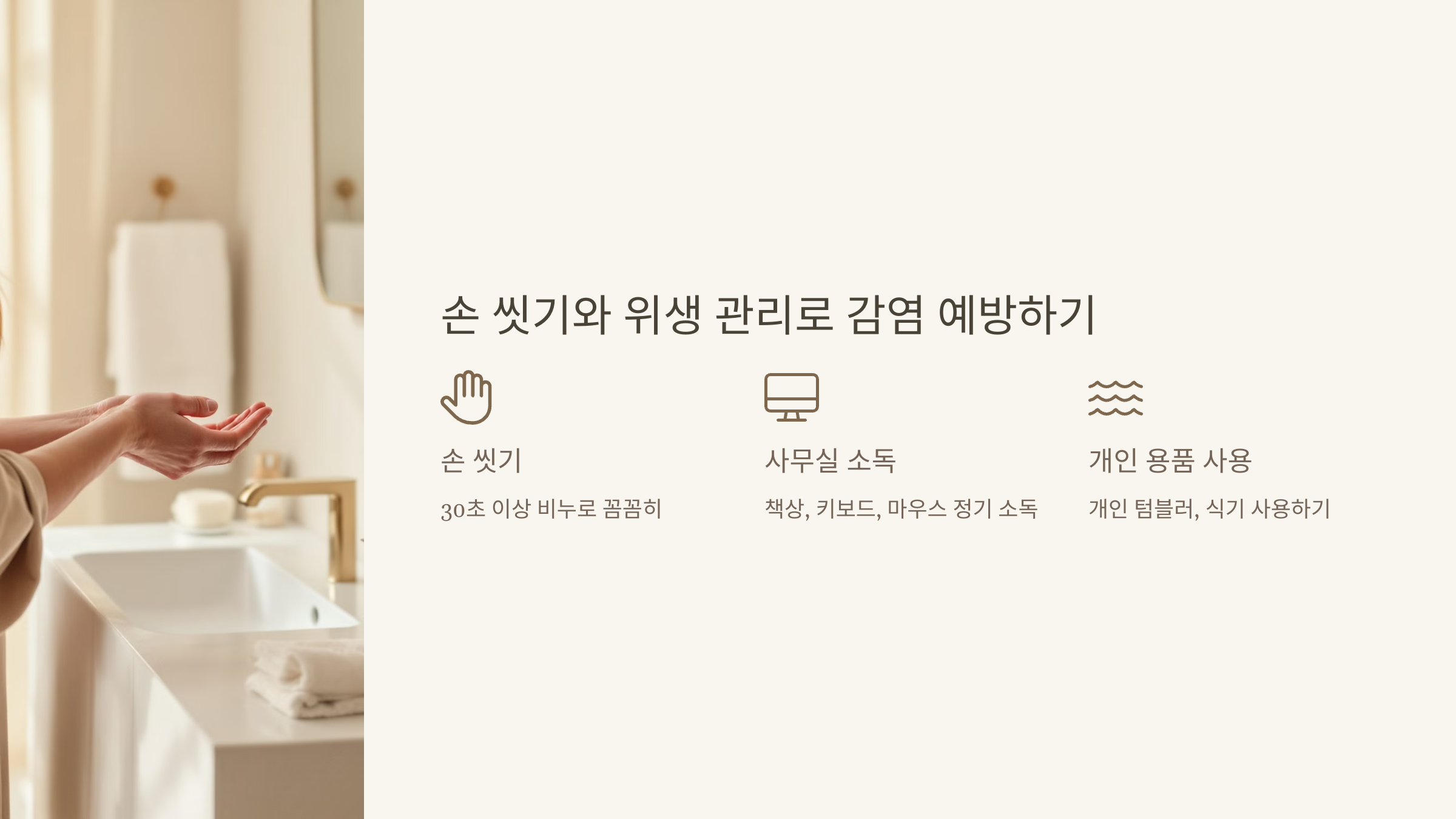 손 씻기와 위생 관리로 감염 예방하기 관련 이미지